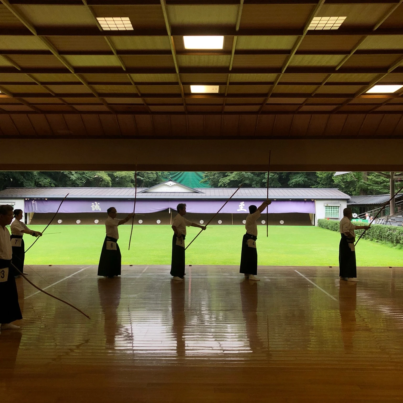 Kyudo practice in a Japanese dojo, owner-supplied photograph